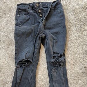 Agolde Black Distressed Flare Jeans